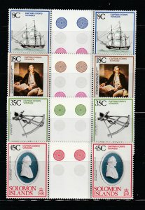 Solomon Islands 381-384 Gutter Pairs Set MNH Captain Cook