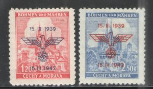 Germany - Bohmen und Mahren 1942 Sc# 60-61 MH VG/F  Anniv creation protectorate