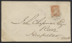 1878 Berlin Clerks Office Cover #37 3c SQ Cork Cancel to Hespeler Corner Repair