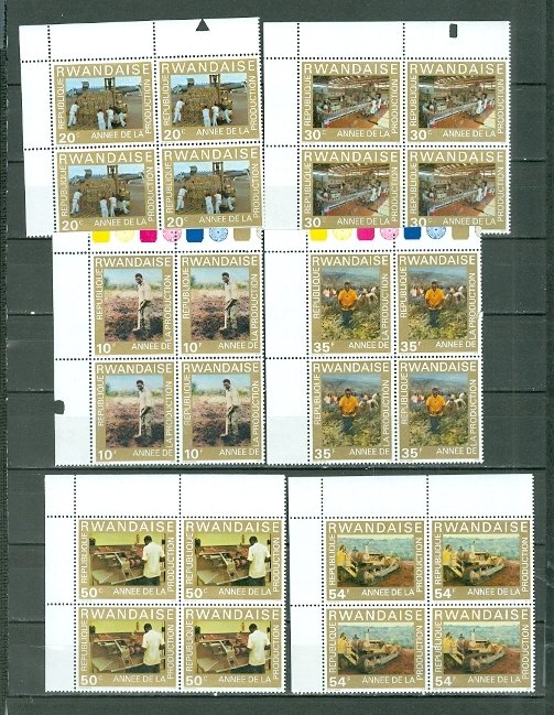 RWANDA 1975 COFFEE #699-704 SET CORNER BLKS MNH...$12.00