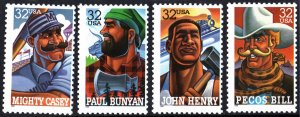 SC#3083-86 32¢ Folk Heroes Singles (1996) MNH