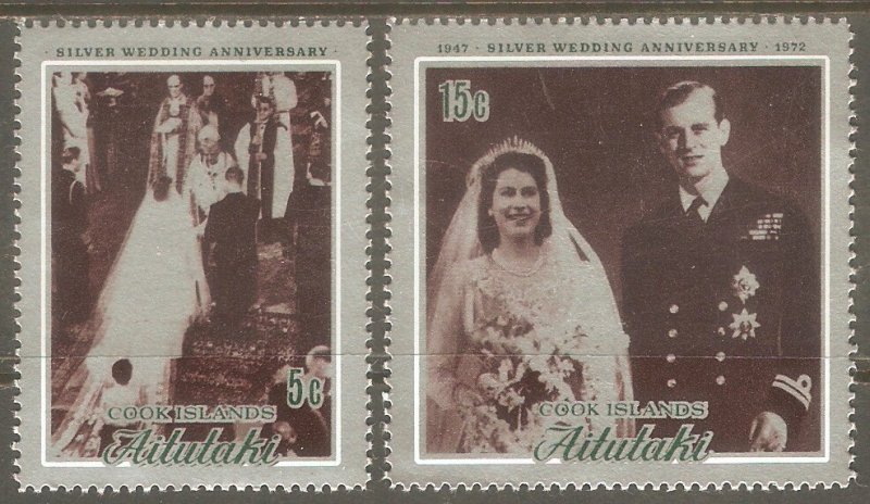 AITUTAKI Sc# 51 - 52 MNH FVF Set of 2 Silver Wedding