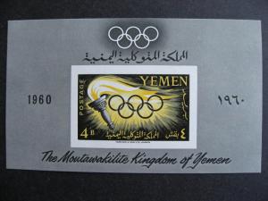 Yemen Sc 99 MNH imperf 1960 Rome olympics souvenir sheet, check it out!