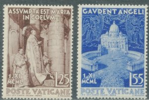 VATICAN Sc#143-144 1950 Proclamation of the Assumption Complete OG Mint Hinged