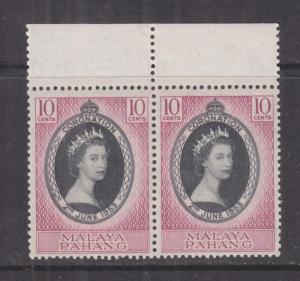 PAHANG, MALAYSIA, 1953 Coronation 10c., marginal pair, mnh., lhm. in margin..