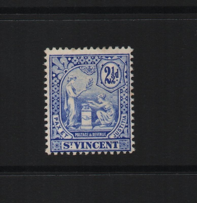 St Vincent 1907 SG97 2 1/2d MCA watermark lightly mounted mint