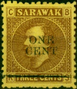 Sarawak 1892 1c on 3c Brown-Yellow SG27 Fine Unused