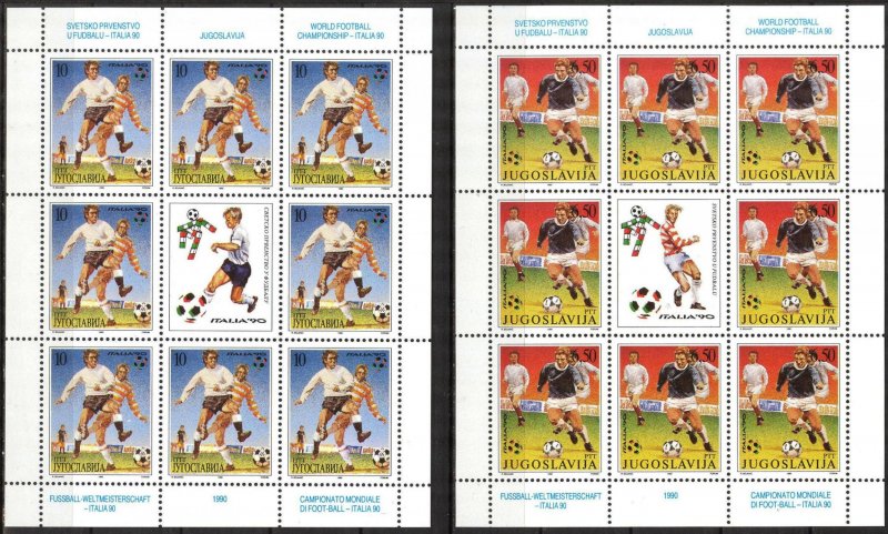 Yugoslavia 1990 Football Soccer FIFA World Cup Italy 2 Sheets MNH