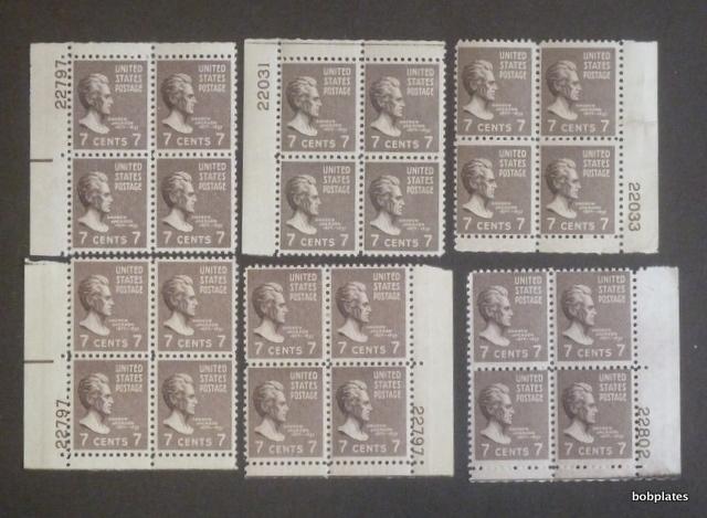 #812 Presidential  6 Plate Blocks Different F-VF NH