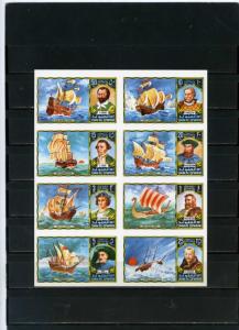 UMM AL QIWAINE 1972 SHIPS SEAFARERS SHEET OF 8 STAMPS IMPERF. MNH