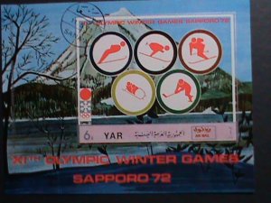 YAMEN-1972 OLYMPIC GAMES-SAPPORO'72 JAPAN IMPERF-CTO- S/S FANCY CANCEL VF