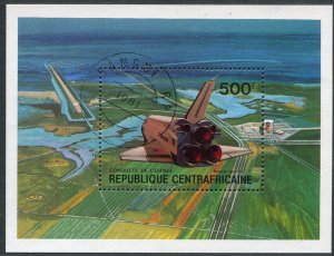 Central Africa 449, CTO. Michel 740 Bl.124. Columbia space shuttle, 1981.