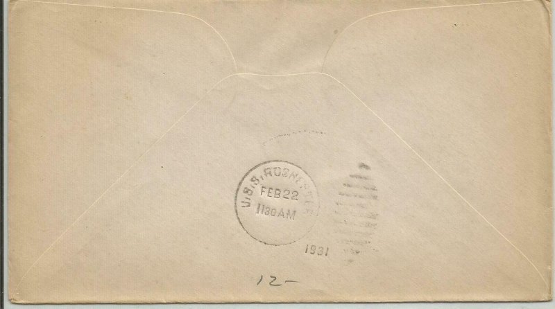 USS ROCHESTER CA-2 Naval Cover 1931 & 1932 Cancels BALBOA, CANAL ZONE