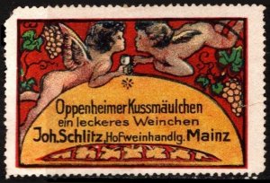 Vintage Germany Poster Stamp Oppenheimer Kussmäulchen A Delicious Wine