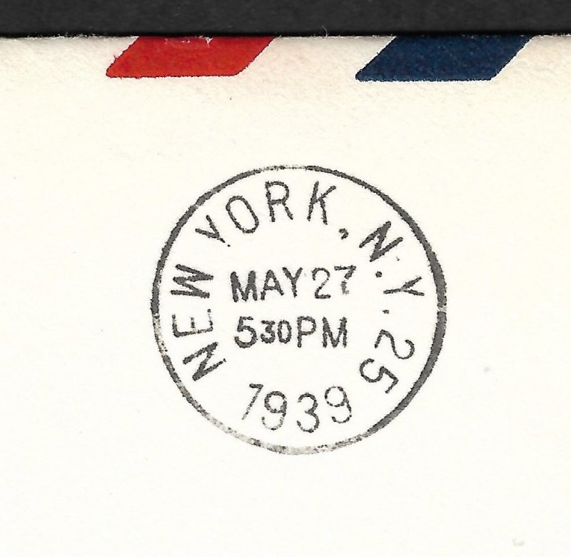 Doyle's_Stamps: Nice 1939 Airmail First Flight Cover France to USA