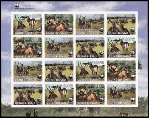 Guinea-Bissau WWF Defassa Waterbuck Imperf Sheetlet of 4 sets 2008 MNH