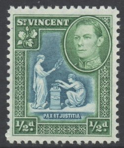 St. Vincent Scott 141 - SG149, 1938 George VI 1/2d MH*