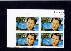 US  4476  Julia De Burgos 44c - Plate Block of 4 - MNH - 2010 - V1111  UL