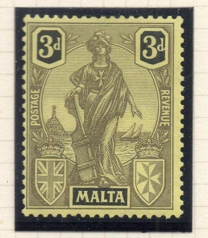 Malta 1926 Early Issue Fine Mint Hinged 3d. 321563