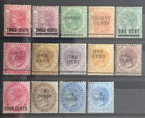  Malaya Straits Settlements 1885-99 QV overprints 14V MH (see images) M2050 