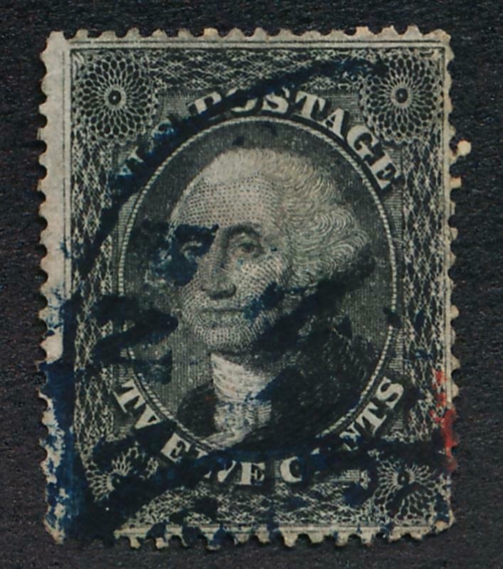 UNITED STATES (US) 36 USED FINE 12c BLACK WASH. SEALED TEAR ON LEFT