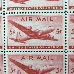 C-32    DC-4 Skymaster    MNH 5 cent sheet of 50    Issued in 1946