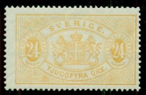 SWEDEN #O21 (Tj20) 24ore yellow, og, NH, F/VF, Facit $145.00