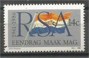 SOUTH AFRICA, 1986, MNH 14c, Flag, Text in Afrikaans, Scott 668