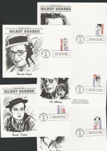 United States Scott #2819-2828, Silent Screen 10 FDC and 10 Maximum Cards