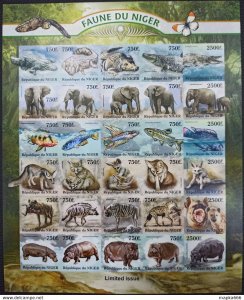 QW06 IMPERF 2013 NIGER ELEPHANTS CROCODILES ANIMALS FISHES FAUNA ! UNIQUE SH MNH