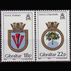 GIBRALTAR 1987 - Scott# 501-2 Navy Crest 18-22p NH