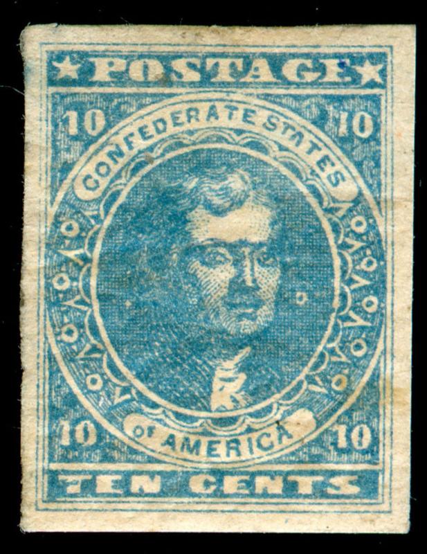 MOMEN: US CSA STAMPS #2 MINT OG H IMPERF