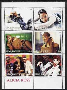 MORDOVIA - 2002 - Alicia Keys - Perf 6v Sheet - Mint Never Hinged -Private Issue