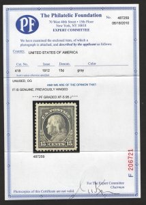 SCOTT #418 - MINT - XF/Superb-95 J- OGxlh -w/PF Cert. - SMQ $300