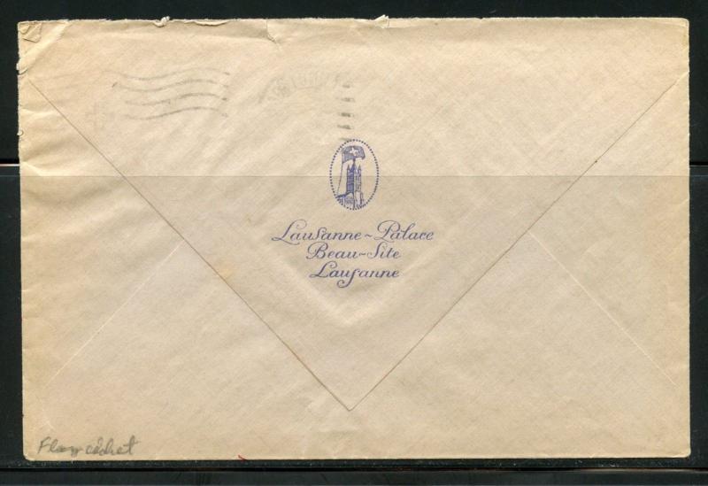 SWITZERLAND  LOT OF 2  1929 COVERS FROM THE LAUSANNE PALACE TO SAN FRANCISCO 