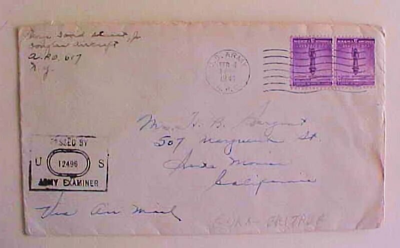 US APO 617 GURA ERITREA FEB 1943 CENSORED COVER