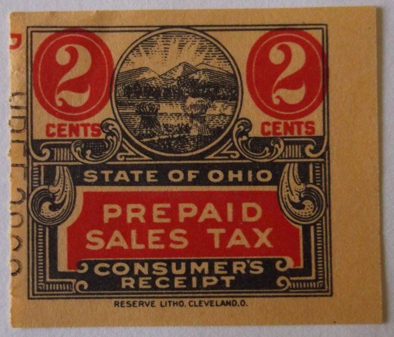 United States Revenue State Revenue Ohio Sales Tax 2 Cents Small Seal Used