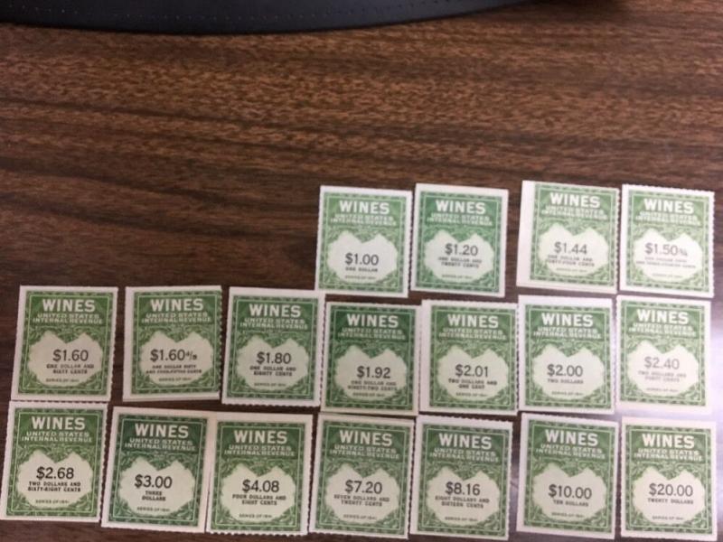 SERIES OF 1941 WINE STAMPS #RE108//RE203 NGAI MINT NEVER HINGED 