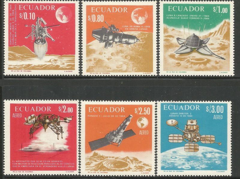 ECUADOR  758-758E  MNH,  MOON EXPLORATION