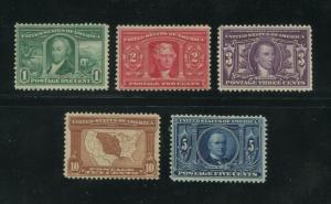 1904 United States Postage Stamps #323-327 Mint Hinged F/VF Original Gum Set