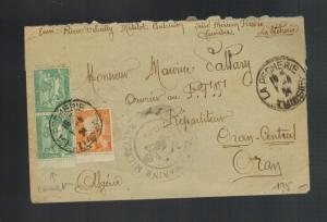 1924 La Pecherie Tunisia Censored Cover to Oran Algeria Military