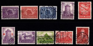 Denmark 1941-44 Commemoratives, Complete Sets [Used]