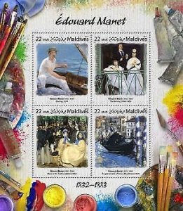 2017 Maldives Mnh. Edouard Manet. Michel Code: 6968-6971  |  Scott Code: 3906