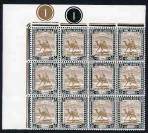 Sudan SG100a 5m Plate Block of 12 inc Nun Flaw U/M Cat 177 pounds