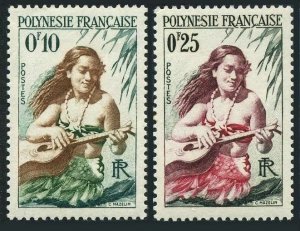 Fr Polynesia 182-183,MNH.Michel 1-2. Girl playing guitar.