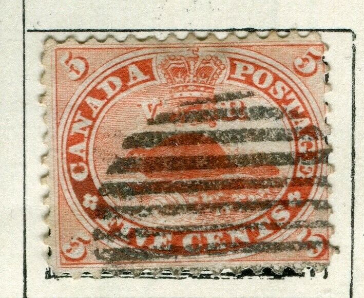 CANADA; 1865 early classic QV Beaver issue used 5c. value