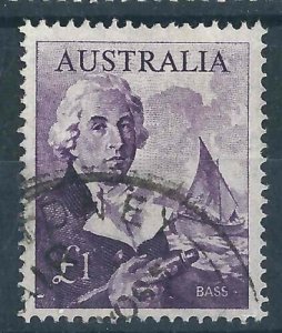 Australia Stamps 378 SG 359 1£ Violet Bass Used F/VF 1964 SCV $30.00