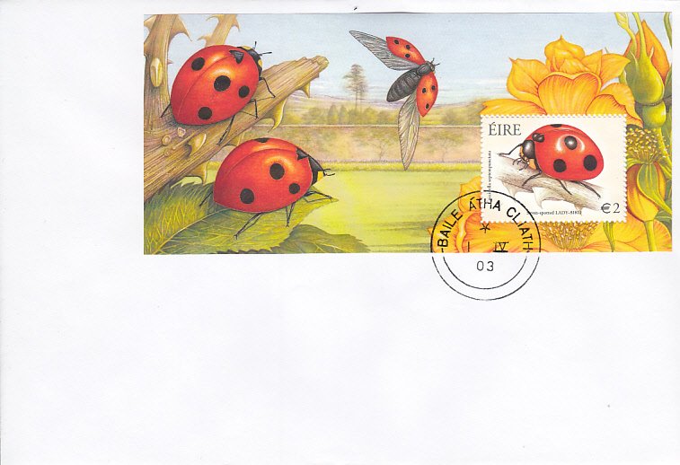 Ireland 2003 FDC Sc #1467 Souvenir sheet 2 Euros Seven-spotted ladybug