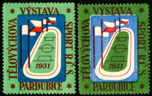 Czechoslovakia Stamps MH Lot of 2 Sports Labels 1931