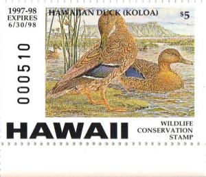 HI2 Hawaii State Duck Stamp Single. MNH.  #02 HI2S
